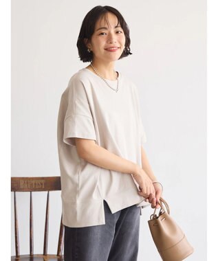 AMERICAN HOLIC 接触冷感裾切り替えカットプルオーバー Gray Beige