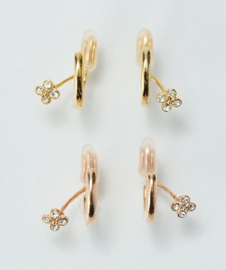 Phoebe 【金属アレルギー対応】【痛くないシリーズ】フラワービジューフロートライトフィットイヤリング　ゴールド ゴールド