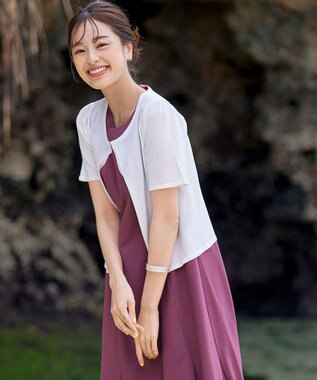 Tiaclasse 【洗える】裾フレアAラインワンピース パープル