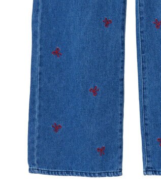 Green Parks ・Ｄｏｕｂｌｅ　Ｆｌａｇｓ　リボン刺繍ストレートデ Red