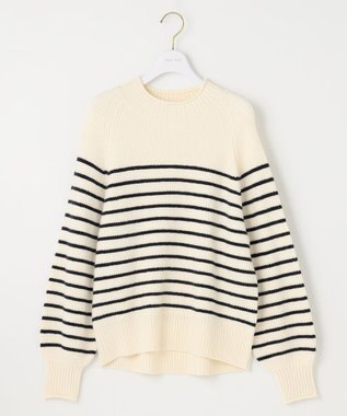 ANY SIS 【洗える】ハイネックボーダー ニット アイボリー×ネイビーボーダー