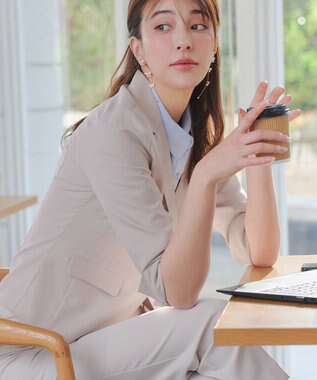 Tiaclasse L テーラードサマージャケット グレージュ