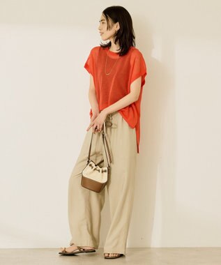 AMERICAN HOLIC ウォッシャブルシアーニットフレンチスリーブトップス Red