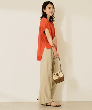 AMERICAN HOLIC ウォッシャブルシアーニットフレンチスリーブトップス Red