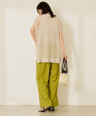 AMERICAN HOLIC ウォッシャブルシアーニットフレンチスリーブトップス Light Beige