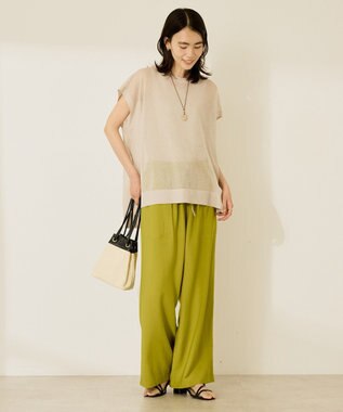 AMERICAN HOLIC ウォッシャブルシアーニットフレンチスリーブトップス Light Beige