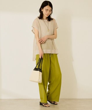 AMERICAN HOLIC ウォッシャブルシアーニットフレンチスリーブトップス Light Beige