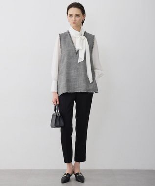 ICB アセテートダブルサテン スティックパンツ ブラック