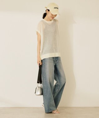 AMERICAN HOLIC ウォッシャブルシアーニットフレンチスリーブトップス Ivory