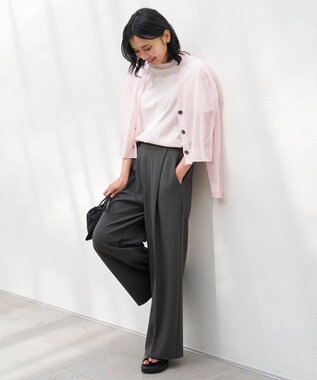 UNFILO 【11サイズ展開】 BEAUTY MOVE タックワイドパンツ チャコール