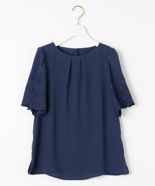 ANY SIS L 【洗える】エンブロイダリーフレアスリーブ ブラウス ブルー