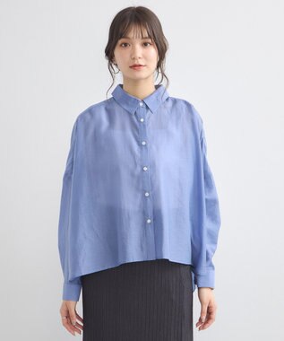 earth music&ecology ワイドシルエットシアーシャツ Blue