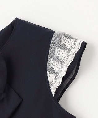 ANY KIDS シフォン プリーツ ワンピース ネイビー