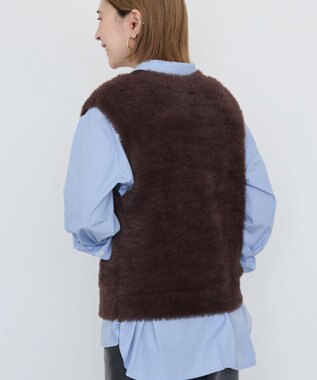 AMERICAN HOLIC 【選べる丈】シャギーニットベスト Brown