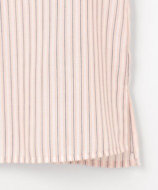 J.PRESS LADIES 【洗える・接触冷感】ドビー強撚ストライプ スキッパー ブラウス オフ×ピンク×ネイビー系