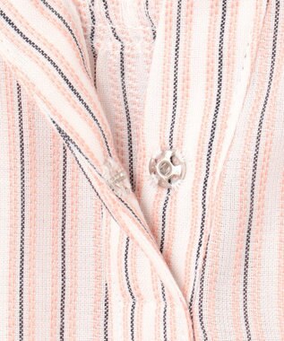J.PRESS LADIES 【洗える・接触冷感】ドビー強撚ストライプ スキッパー ブラウス オフ×ピンク×ネイビー系