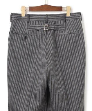 J.PRESS MEN 【J.PRESS ORIGINALS】Dark Pinstripe Wool New Piped Stem Slacks / Big Back Belt ライトグレー系1