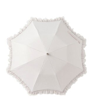 MOONBAT ランバン オン ブルー 晴雨兼用日傘 折りたたみ傘 ビジュー付きオーガンジーフリル 遮光 遮熱 UV キャメル