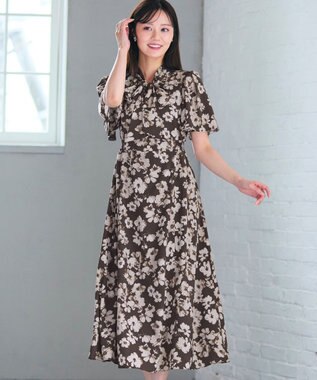 【洗える】フラワープリント クラシカル ワンピース