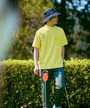 PW CIRCULUS 【UV遮蔽率99.5%  UVカット/速乾/ストレッチ】【GOLF OUT掲載】【MEN】ポケットモックT  ゴルフ イエロー系