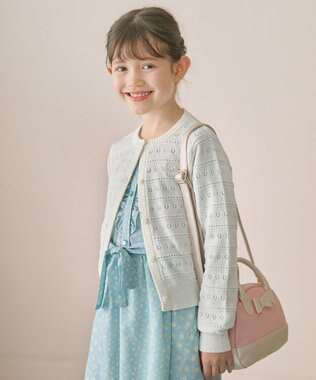 組曲 KIDS 【150-160㎝】フラワーアイレット カーディガン オフホワイト系