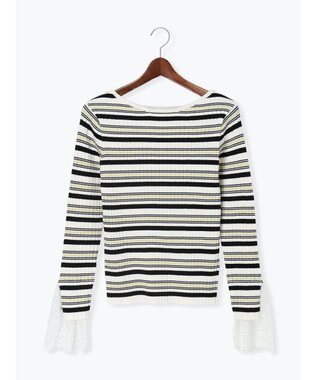 Te chichi レースカフスリブニット ボーダー