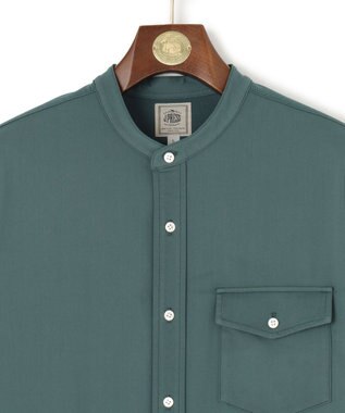 J.PRESS MEN 驚異的な機能性！【接触冷感 / UVカット / ストレッチ / 高通気性 / 防シワ】【MECHANICAL】ジャージーバンドカラー シャツ グリーン系