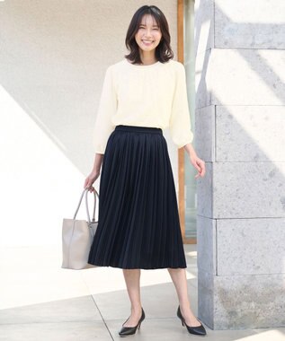 ANY 【洗える・ウエストゴム】セレモニープリーツスカート ネイビー系