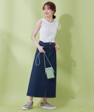 ANY 【洗濯機可能/ストレッチ】フロントスリットデニムスカート インディゴ