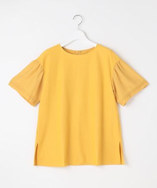 自由区 【WEB限定カラーあり】【UVカット・吸水速乾・洗える】ツイストプレーンラッフルスリーブ カットソー マスタード