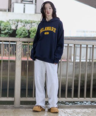 WEGO 【ユニセックス着用ITEM/SMLサイズ展開】グラフィックロゴプルパーカー ネイビー