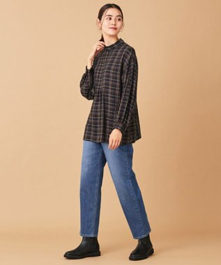 ANY 【洗える】ピンタックチェックブラウス ネイビー系5