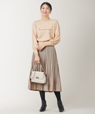 ANY SIS 【洗える】ブライトサテンプリーツ スカート ライトモカ