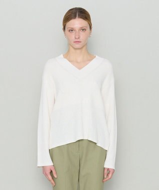 JOSEPH 【洗える】シルクコットン　Vネックニット Oyster white