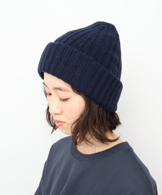 WHITE MAILS 【UNISEX】WOOL PAPER DOUBLE KNIT リブビーニー ネイビー