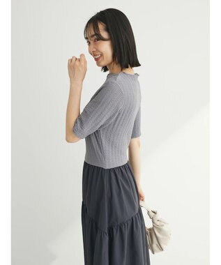 Green Parks しぼドッキングワンピース Charcoal Gray