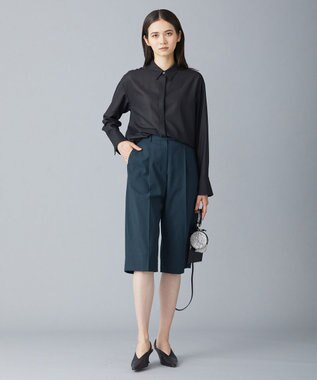 ICB 【洗える】トリアセコットンシアー ロングシャツ ブラック系