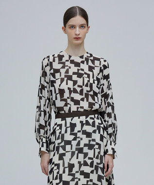 BEIGE， LUCIE / ノーカラーブラウス Absinthe×Brown