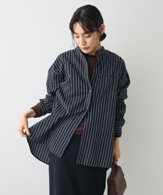 CRAFT STANDARD BOUTIQUE バンドカラーシャツ Stripe Navy