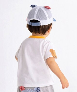 MIKI HOUSE HOT BISCUITS 【70-110cm】 ショルダーベア 半袖Tシャツ 白