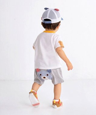 MIKI HOUSE HOT BISCUITS 【70-110cm】 ショルダーベア 半袖Tシャツ 白