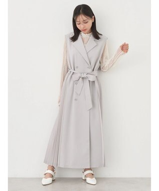 earth music&ecology サイドプリーツジレンチ Gray