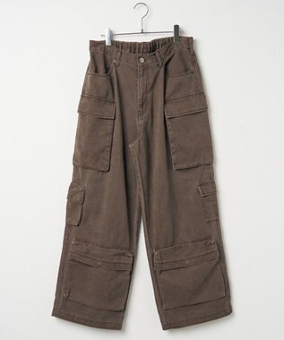 WEGO マルチポケットワイドカーゴパンツ ブラウン