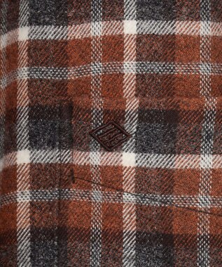 JOSEPH ABBOUD 【オーガニックコットン】スモールチェック フランネルシャツ オレンジ系3