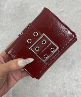 WEGO ハトメベルトフラップウォレット ワイン