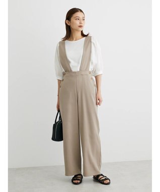 Green Parks ２ｗａｙデザインボタンサス付きパンツ Gray Beige