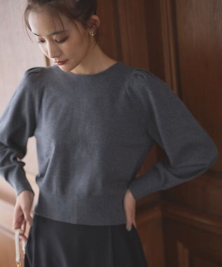 組曲 L 【前後着用可】BOREROタックプルオーバー ニット グレー系