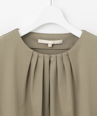 自由区 【洗える】エンブロイダリー チュニック丈カットソー カーキ系