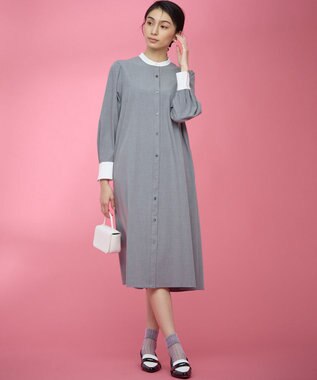 組曲 【KUMIKYOKU NAVY】ウーステッドライククロス シャツワンピース ミディアムグレー系
