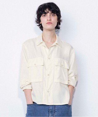 NAVE 【ReNAVE・セットアップ可/洗える/UVケア/接触冷感】フィブリルシャンブレー オープンカラーシャツ アイボリー系